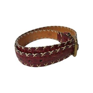 Jean Louis Fernandez Womens Whipstitch Leather Belt Red France Vintage Small